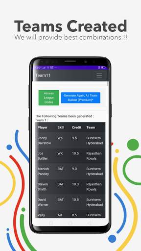 Team11 - A.I Team Builder for Cricket Fantasy Apps screenshot 5