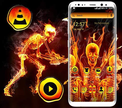Flaming Skeleton Launcher Theme screenshot 1