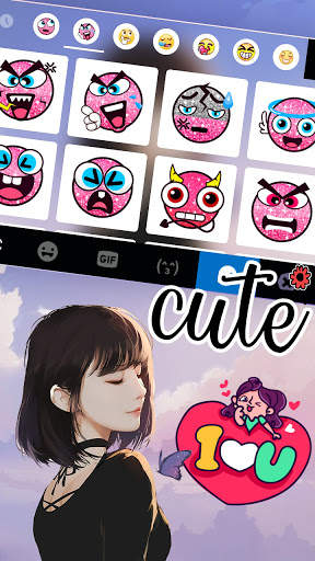 คีย์บอร์ดพื้นหลัง Cute Butterfly Girl screenshot 3