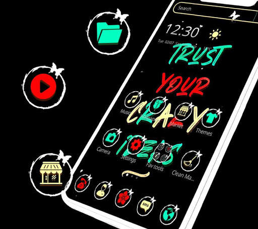 Black Color Crazy Art Theme screenshot 3