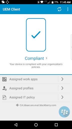 BlackBerry UEM Client screenshot 1