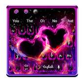 Fire Neon Heart Keyboard Theme 10001002