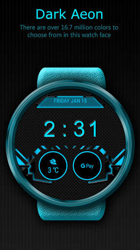Dark Aeon Cyber Watch Face - Wear OS Smartwatch screenshot 2