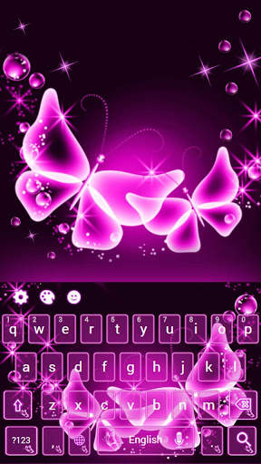Pink Neon Butterfly Keyboard स्क्रीनशॉट 2
