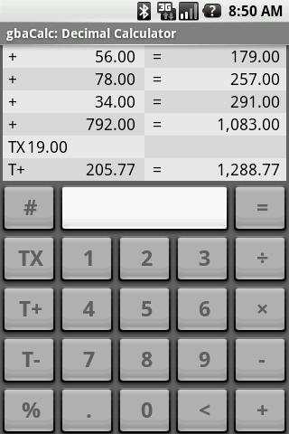 gbaCalc Lite Decimal Calc screenshot 1