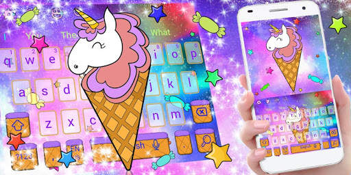 Galaxy Cute Unicorn Ice Cream Keyboard Theme screenshot 5