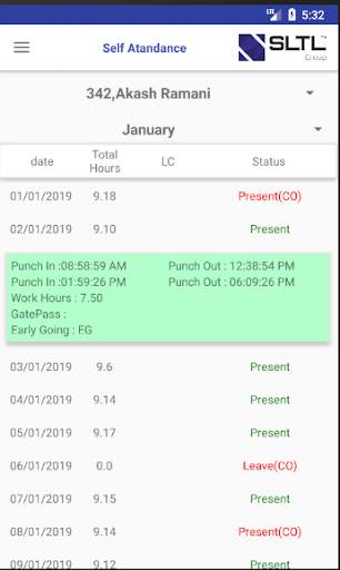 SLTL HRMS screenshot 2