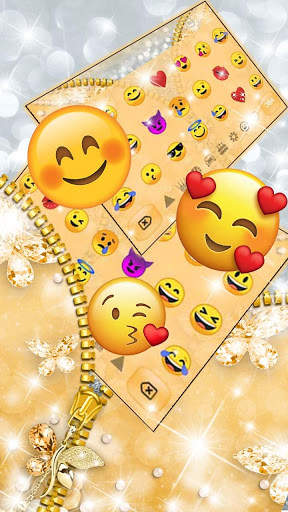 Glossy Golden Zipper Keyboard Theme screenshot 3
