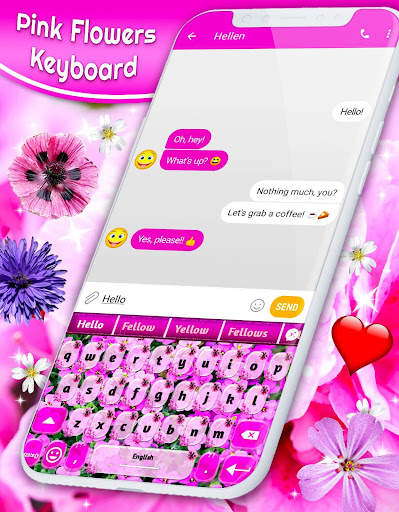 Pink Flowers Keyboard 🌺 Spring Girly Theme screenshot 4