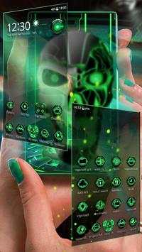 Neon Green tech Skull 3D Theme screenshot 2