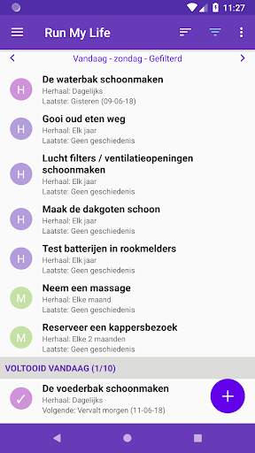 Run My Life - lijst met taken screenshot 1