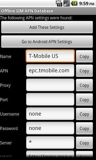Offline SIM APN Database screenshot 2