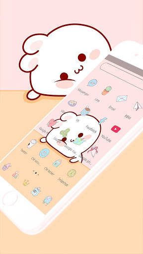 Adorable Pink Cartoon Bunny Theme screenshot 2