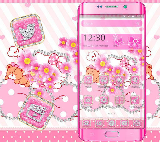 tema puteri merah jambu kucing kucing berlian screenshot 1