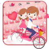 Cute Couple Cycling Keyboard Theme👩‍❤️‍💋‍👨🚲 10001002