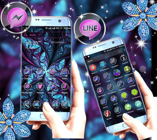 Abstract Neon Flower Launcher Theme screenshot 1