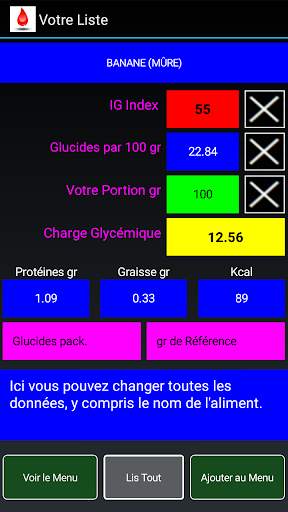 Index et la charge glycém Lite screenshot 5