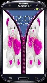 Pink Teddy Bear Zipper Lock Screen Prank screenshot 2