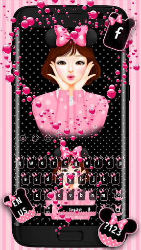 Cute Bow Girl Keyboard screenshot 1