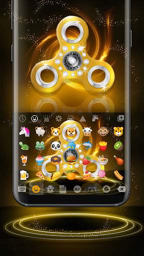 Fidget Spinner Golden Emoji Keyboard Theme screenshot 2
