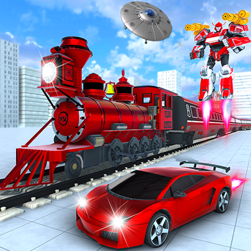 Flying Train Robot Car Games icon