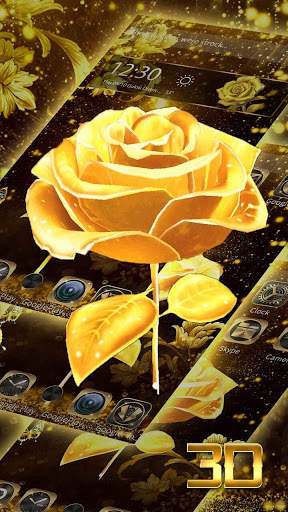 Vivid 3D golden rose theme screenshot 1