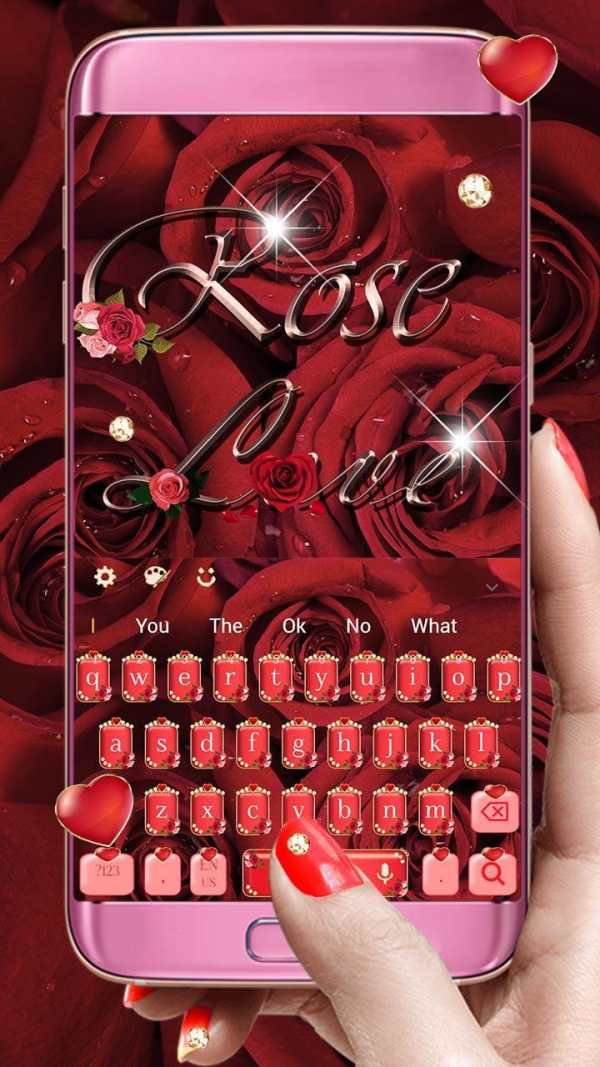 Red Rose Diamond Keyboard Theme screenshot 2
