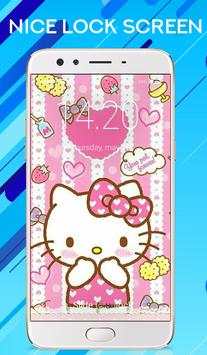 Kitty Hi Wallpapers Hello Kawaii Lock Screen скриншот 1