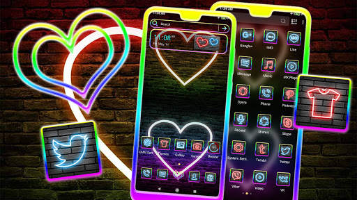 Neon Heart Launcher Theme screenshot 1