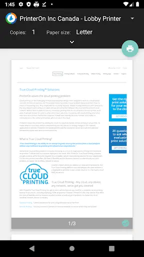 PrinterOn Print Service screenshot 1