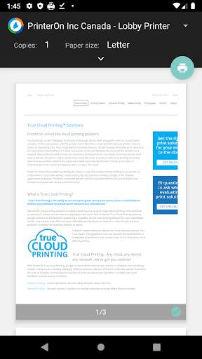 PrinterOn Print Service screenshot 1