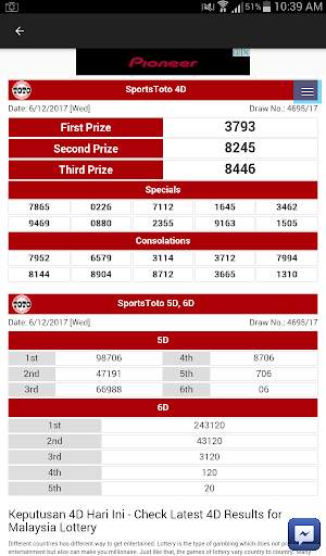 Simple 4D Number: Live Result screenshot 1