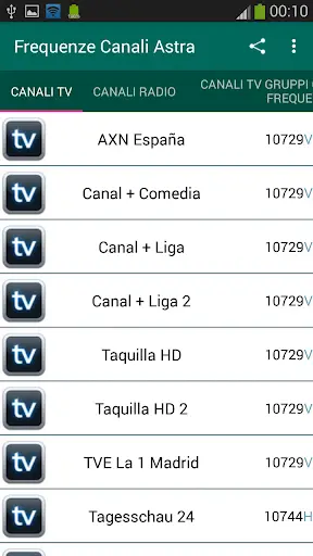 Frequenze di Canali ASTRA screenshot 1