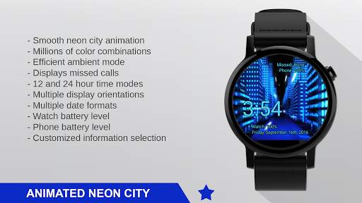 Watch Face Neon City Wallpaper- Wear OS Smartwatch screenshot 6