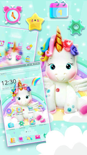 Cute Rainbow Unicorn Launcher Theme screenshot 3