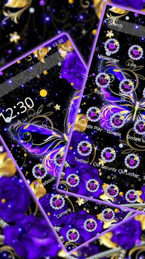Purple Glitter Diamond Butterfly Theme screenshot 4