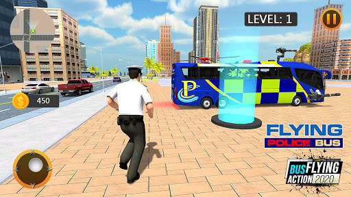 Flying police Bus Public Transport Game 2021 screenshot 1