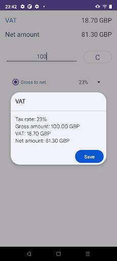 Calculator VAT gross nett screenshot 4