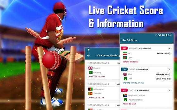 CricGift - Live Cricket Score Ball by Ball Update screenshot 1