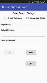 Missed Call and New SMS Alert for S3  No Ads. screenshot 1