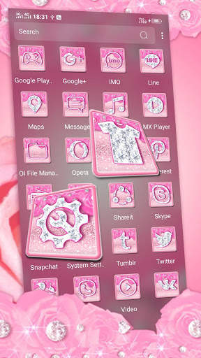 Pink Flower Diamond Launcher Theme screenshot 2