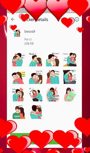 Besos Pegatinas de amor para WhatsApp-WAStickerApp screenshot 4