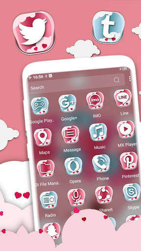 Pink Heart Love Launcher Theme screenshot 2