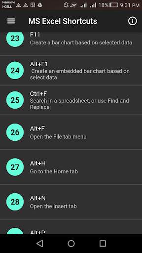 MS Excel Shortcuts screenshot 6