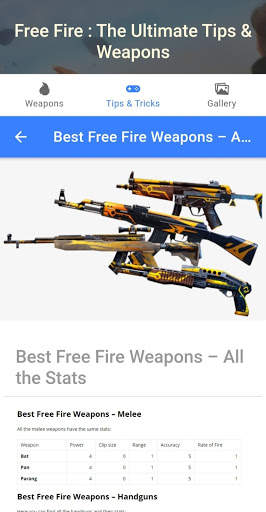 Guide for Free Fire New Tips, Weapons screenshot 1