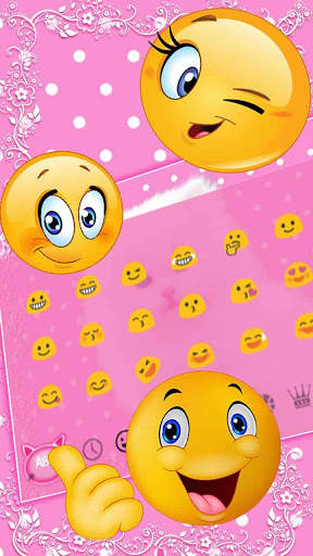 Cute Pink Kitty Keyboard Theme screenshot 3