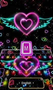 Tema Keyboard Jantung Neon Berkilau screenshot 4