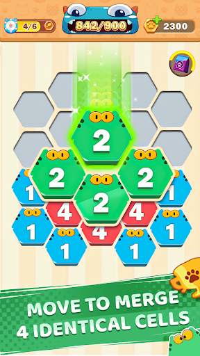Cat Cell Connect - Merge Number Hexa Blocks screenshot 2