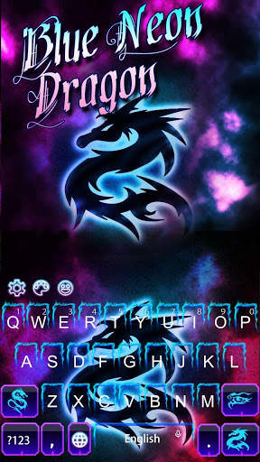 Blue Neon Dragon Keyboard screenshot 1