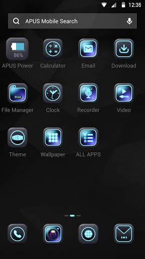 Blue Neon APUS Launcher theme screenshot 2